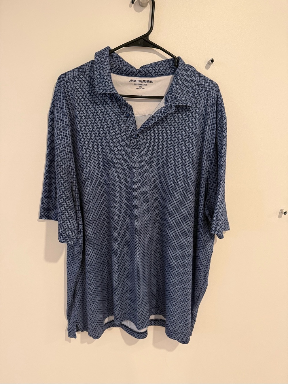 Johnston & Murphy Men's Navy Blue Geometric Polo